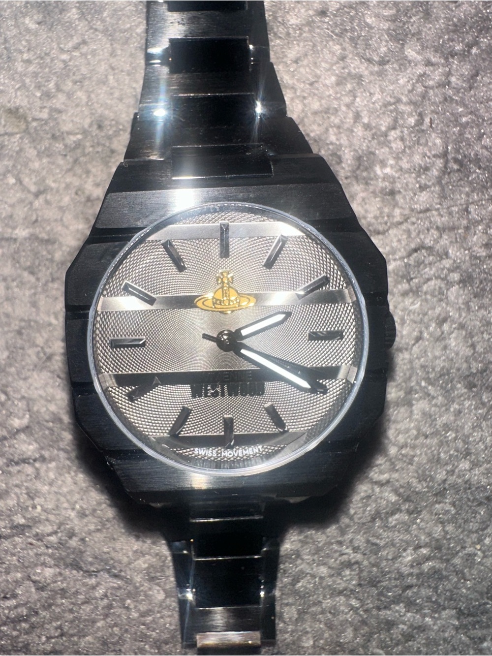 Vivienne Westwood Black and Silver Men's Orb Dial Watch